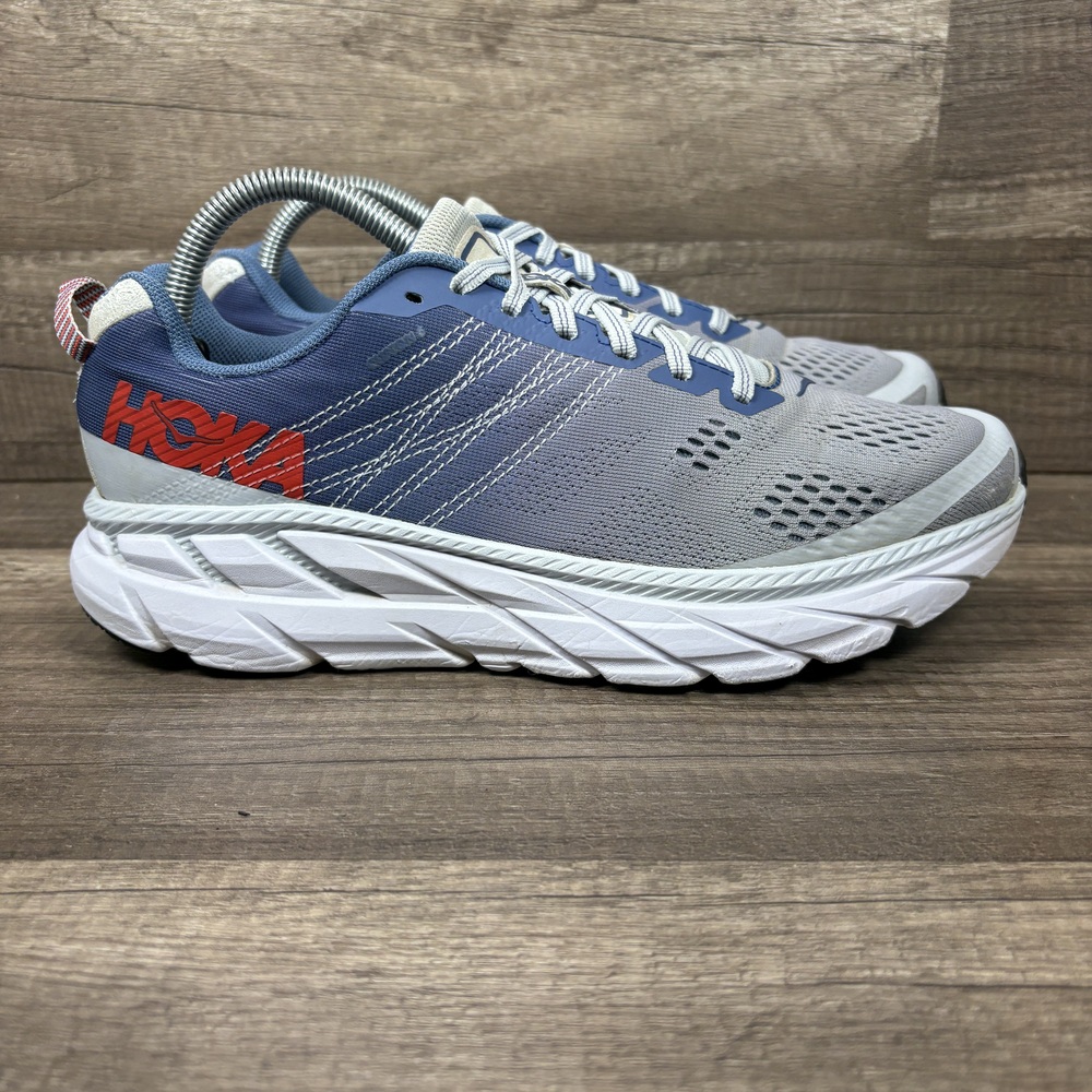 Hoka Clifton 6 Gray Blue Womens US Size 9.5 EUR 42 1102873 PAMB Running Shoes